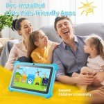Kids Tablet 7 inch Toddler Children's Learning Tablet with WiFi Durable Case 32GB Android System WiFi YouTube, GMS, Parental Control, Dual Camera for Boys Girls Educational Games Preinstalled, Blue