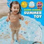 SplashEZ 3-in-1 Splash Pad, Sprinkler for Kids and Baby Pool for Learning – Children’s Sprinkler Pool, 60’’ Inflatable Water Summer Toys – “Around The World” Outdoor Play Mat for Babies & Toddlers