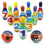 iPlay, iLearn Kids Bowling Toys Set, Toddler Indoor Outdoor Activity Play Game, Soft 10 Foam Pins & Two Balls Playset, Educational, Birthday Party Gift for 18 24 Months, 2 3 Year Old Children Boy Girl