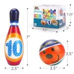 iPlay, iLearn Kids Bowling Toys Set, Toddler Indoor Outdoor Activity Play Game, Soft 10 Foam Pins & Two Balls Playset, Educational, Birthday Party Gift for 18 24 Months, 2 3 Year Old Children Boy Girl
