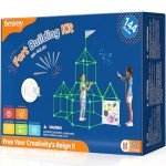 besrey Fort Building Kit for Kids - 144 Pieces Play Fort Construction STEM Building Toys Indoor/Outdoor for Boys & Girls Ages 5+, Glow Fort Building Kit, Tunnels, Create Tents, Castles, Rockets & More