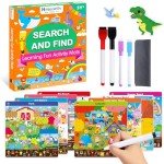 HOQEEWIPE Search and Find Books for Kids, Reusable Art and Craft Supplies for Toddlers – Preschool Learning Activity, Gifts for Girls & Boys, Educational Game Learning Toys for 3, 4, 5, 6 Year Old
