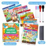 HOQEEWIPE Search and Find Books for Kids, Reusable Art and Craft Supplies for Toddlers – Preschool Learning Activity, Gifts for Girls & Boys, Educational Game Learning Toys for 3, 4, 5, 6 Year Old