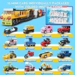 16 Pack Building Blocks Party Favors for Kids, 2 in 1 710pcs Creative Building Kits Mini City Vehicles include Police Car & Train, Christmas Toy Gifts Goodie Bag Fillers Stuffers for Boys Girls Kids