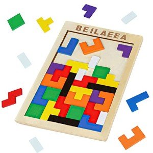 Wooden Blocks Puzzle Brain Teasers Toy，Wooden Puzzle Tangram,Cube 3D Puzzle for ，Puzzles for Kids Ages 2-8, Montessori Kids Educational Games Gift (1 pcs)