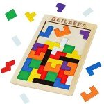 Wooden Blocks Puzzle Brain Teasers Toy，Wooden Puzzle Tangram,Cube 3D Puzzle for ，Puzzles for Kids Ages 2-8, Montessori Kids Educational Games Gift (1 pcs)