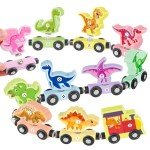 Wooden Train Set for Toddlers 3-5 Boys Girls Kid Birthday Gift 11PCS Magnetic Dinosaur Number Train Toy Educational Game 4-8 Year Old Children Holiday
