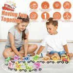 Wooden Train Set for Toddlers 3-5 Boys Girls Kid Birthday Gift 11PCS Magnetic Dinosaur Number Train Toy Educational Game 4-8 Year Old Children Holiday