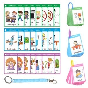 CHEFAN 120 PCS Autism Communication Cards for Speech Delay Non Verbal Children and Adults, Special Needs Visual Aid Language Learning Cue Cards Special Ed Feelings Emotions Flash Cards