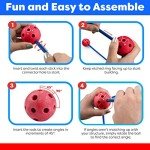 Power Your Fun Fun Forts Kids Tent - 81 Pack Fort Building STEM Toys Kit, Construction Toys Play Tent Indoor and Outdoor Playhouse for Kids with 53 Rods and 28 Spheres (Red, Blue)