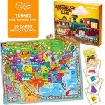 QUOKKA 3X Set Learning Board Games for Kids 6-8 - Educational Trivia Cards Ages 8-12 - Travel United States - World Map - Explore Outer Space - Gift for Children and Teens 4-8 - Floor Puzzles