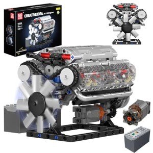 Mould King Visible V-8 Engine Building Blocks V8 Motor Model Building Toys, V8 Combustion Engine Building Sets, Creative STEM Toys Engine Building Kit for Adults Kids 14+(535PCS)