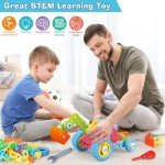 MOONTOY STEM Toys for 3 4 5 6 7 8+ Year Old Boy Easter Gifts Easter Basket Stuffers, Toddler 3-5 Block Stem Kits Building Toys for Kids Ages 4-8 5-7 6-8 4-6 8-12 Erector Set Creative Activities 118pcs