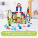 Discovery™ Wood Castle Blocks 80-Piece [Amazon Exclusive] Natural Wooden Building & Stacking Set, Imagination & Creativity Kids Activity Kit, Preschool Toddler Child Safe, Learning Playset Toy