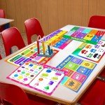 Educational Preschool Placemats for Kids Set of 6 Reusable Plastic Toddler Placemat Non Slip Washable Children Montessori Eat Table Mat for Nursery Homeschool Kindergarten Classroom Dining Table