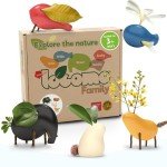 Taksa Toys Locomo Family 1 Open-Ended Waldorf Educational Outdoor Play Figures, Wooden Animal Montessori Toys for Kids 3 4 5 6 7+ for Childs Learning & Creativity Year Old, Gifts (Set of 5)