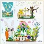 QOQ Easter Bunny and Chick Building Blocks Set - Easter Gift for Kids - Easter Basket Stuffers Easter Toys for Girls and Boys Age 8+, Easter Chicks Rabbits Creative Play Building Kit 877 PCS