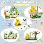 QOQ Easter Bunny and Chick Building Blocks Set - Easter Gift for Kids - Easter Basket Stuffers Easter Toys for Girls and Boys Age 8+, Easter Chicks Rabbits Creative Play Building Kit 877 PCS