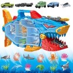 Frontoytall Shark Toy & Deep Sea Creatures Ocean Animal Toys with Truck Cars, 18 Piece Educational Playset for Kids Ages 3+ Years Old, Indoor & Outdoor Play, Preschool Learning for Boys Girls