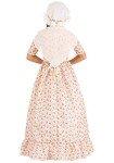 Fun Costumes Kids Colonial Girl Flower Print Dress, Educational Revolutionary War with Dress, Apron, Scarf and Hat, Medium Pink