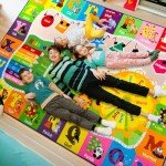 7x10 Kids Rug Play Mat Carpet Educational and Fun Playmat with ABC Alphabet Animals Shapes Colors Large Area Rug Learning Rugs for Bedroom Playroom Baby Toddler Children Play Game Activity