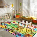 7x10 Kids Rug Play Mat Carpet Educational and Fun Playmat with ABC Alphabet Animals Shapes Colors Large Area Rug Learning Rugs for Bedroom Playroom Baby Toddler Children Play Game Activity