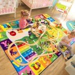 7x10 Kids Rug Play Mat Carpet Educational and Fun Playmat with ABC Alphabet Animals Shapes Colors Large Area Rug Learning Rugs for Bedroom Playroom Baby Toddler Children Play Game Activity
