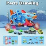 Frontoytall Shark Toy & Deep Sea Creatures Ocean Animal Toys with Truck Cars, 18 Piece Educational Playset for Kids Ages 3+ Years Old, Indoor & Outdoor Play, Preschool Learning for Boys Girls