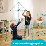 FUNbelievable! 132 Piece Fort Building Kit - Indoor Play Engineering Set with Connecting Sticks & Balls - Creative STEM Building Toys for Kids Play Spaces, Tents & Hideouts