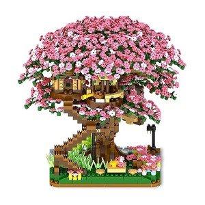 NEWABWN Cherry Blossom Bonsai Tree Mini Micro Building Set, Japanese Sakura Tree House Model Sets for Adults, Flowers House Mini Bricks Building Kit, Creative Gift Toys for Kids 12-14 (2138PCS)
