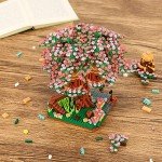 NEWABWN Cherry Blossom Bonsai Tree Mini Micro Building Set, Japanese Sakura Tree House Model Sets for Adults, Flowers House Mini Bricks Building Kit, Creative Gift Toys for Kids 12-14 (2138PCS)