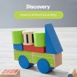 Discovery™ Wood Castle Blocks 80-Piece [Amazon Exclusive] Natural Wooden Building & Stacking Set, Imagination & Creativity Kids Activity Kit, Preschool Toddler Child Safe, Learning Playset Toy