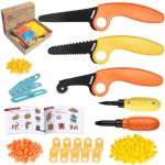 ZLemma Cardboard Construction Kit - 425 PCS Kids Building Set with Safe Serrated Cutter, Crease Roller, Screws & Nuts , STEM Upcycled Tool for DIY Cardboard Projects, Engineering & Creativity