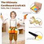 ZLemma Cardboard Construction Kit - 425 PCS Kids Building Set with Safe Serrated Cutter, Crease Roller, Screws & Nuts , STEM Upcycled Tool for DIY Cardboard Projects, Engineering & Creativity