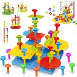 Peg Board Toy set 65Pcs DIY Building Stacking Toys for Kids 3-6 Years Old,STEM Educational Kids Toy for Brain Development,Montessori Sensory Toys,Upgrade Various Foam Board Plastic Lacing String Game