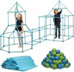 FUNbelievable! 132 Piece Fort Building Kit - Indoor Play Engineering Set with Connecting Sticks & Balls - Creative STEM Building Toys for Kids Play Spaces, Tents & Hideouts