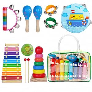 Kids Musical Instruments for Toddlers,Baby Musical Toys for Toddlers,Christmas Kids Gifts,First Birthday Gifts for Boys Girls,Kids Xylophone,Maracas for Baby,Wooden Instruments Toddler Toys with Bag