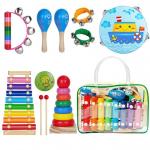 Kids Musical Instruments for Toddlers,Baby Musical Toys for Toddlers,Christmas Kids Gifts,First Birthday Gifts for Boys Girls,Kids Xylophone,Maracas for Baby,Wooden Instruments Toddler Toys with Bag