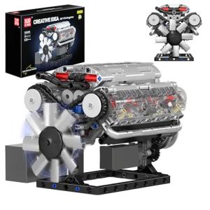 Mould King Visible V-8 Engine Building Blocks V8 Motor Model Building Toys, V8 Combustion Engine Building Sets, Creative STEM Toys Engine Building Kit for Adults Kids 14+(535PCS)