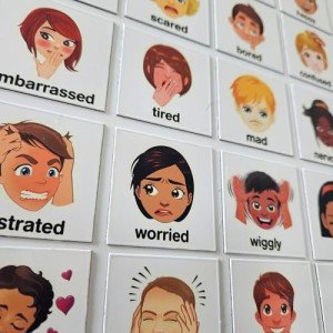 SchKIDules® Feelings Magnets for Kids and Special Needs - Teaching Social Emotional Learning and Expression - 17 Diversified Emotions Plus an I Feel Sentence Starter Included