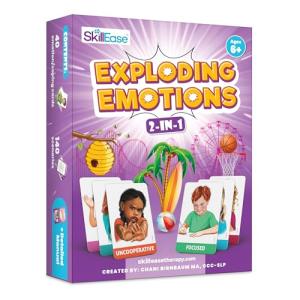 SkillEase Exploding Emotions Flashcards and Game: 2 in 1, Hilarious Family Fun Game, Social Emotional Learning, Emotion and Feeling Cards for Kids, Teaches Social Skills, Autism Game for Therapy
