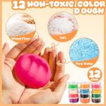 Crelloci 3 in 1 Color Dough Kitchen Creations Set, Ice Cream Noodle Hamburger Maker Machine, Art Crafts Food Modeling Play Toys, Deluxe Tools Kit for Boys Girls Kids Toddlers Ages 3+ (12 Colors Dough)