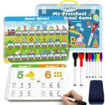 Handwriting Practice Book for kids, Toddlers Preschool Learning Activity 40 Pages Autism Educational Montessori Toys Learn Number Letters Shapes Animal & Sight Words Workbook with 8 Dry Erase Markers