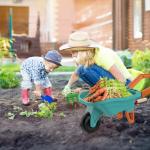 Qtioucp Kids Gardening Tools Set with Wheelbarrow Outside Outdoor Toys Backyard Garden Play Educational STEM Learning for Toddlers Boys Girls 3-8 (Green)