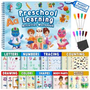 Curious 2 Learn Toddler Preschool Learning Activities | Handwriting Practice for Kids | Workbook Learning Resources| Tracing Kindergarten Workbooks | Busy Book | 4 Year Old Boy Birthday Gift | Blue