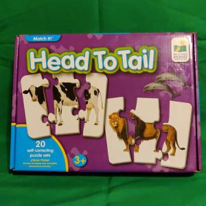 The Learning Journey: Match It! Head to Tail - 20 Self-Correcting Animal-Themed Puzzle Sets - Matching Puzzles for Children Ages 3-6 Years (40 Pieces), White
