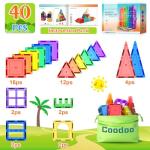 Magnetic Tiles Kids Toys STEM Magnet Toys for Toddler Magnetic Blocks Building Toys Preschool Learning Sensory Montessori Toys for 3+ Year Old Boys and Girls, Safe Creativity Toddler Kids Toys 40PCS