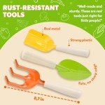 Matching Board Book - Green Kids Gardening Tools Set Includes Sturdy Tote Bag, Watering Can, Shovel, Rake, and Trowel - Garden Storybook - Kids Garden Tools- Easter Gifts for Toddler Age on up.