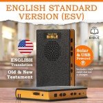 Talking Bible - Electronic Holy Bible Audio Player in English for Seniors, Kids and The Blind, Solar Powered & USB Rechargeable, ESV (English Standard Version), Black