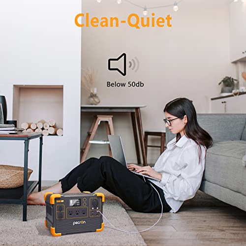 pecron Portable Power Station E600LFP,614Wh Solar Generator with 3X120V 1200W AC Outlets 100W USB-C PD Output LiFePO4 Battery Backup for Outdoor Camping Emergency(Solar Panel Optional)